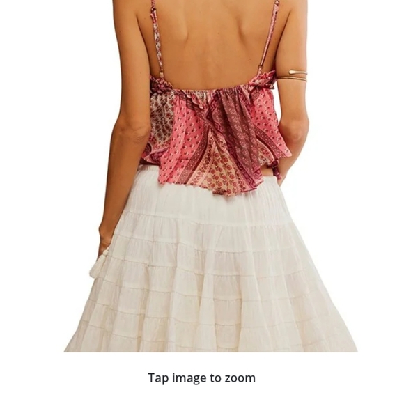 FP Alix Patchwork Print V-Neck Sleeveless Peplum Tank Top- CONFETTI COMBO - Picture 2 of 4